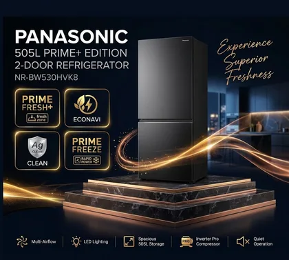 Panasonic 505L 2-Door PRIME+ Edition Refrigerator NR-BW530HVK8